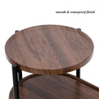 Table d'appoint ronde à 2 niveaux avec étagère de rangement