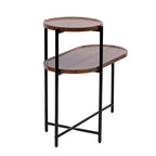 Table d'appoint ronde à 2 niveaux avec étagère de rangement