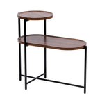 Table d'appoint ronde à 2 niveaux avec étagère de rangement