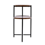 Table d'appoint ronde à 2 niveaux avec étagère de rangement