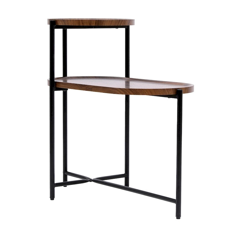 Table d'appoint ronde à 2 niveaux avec étagère de rangement