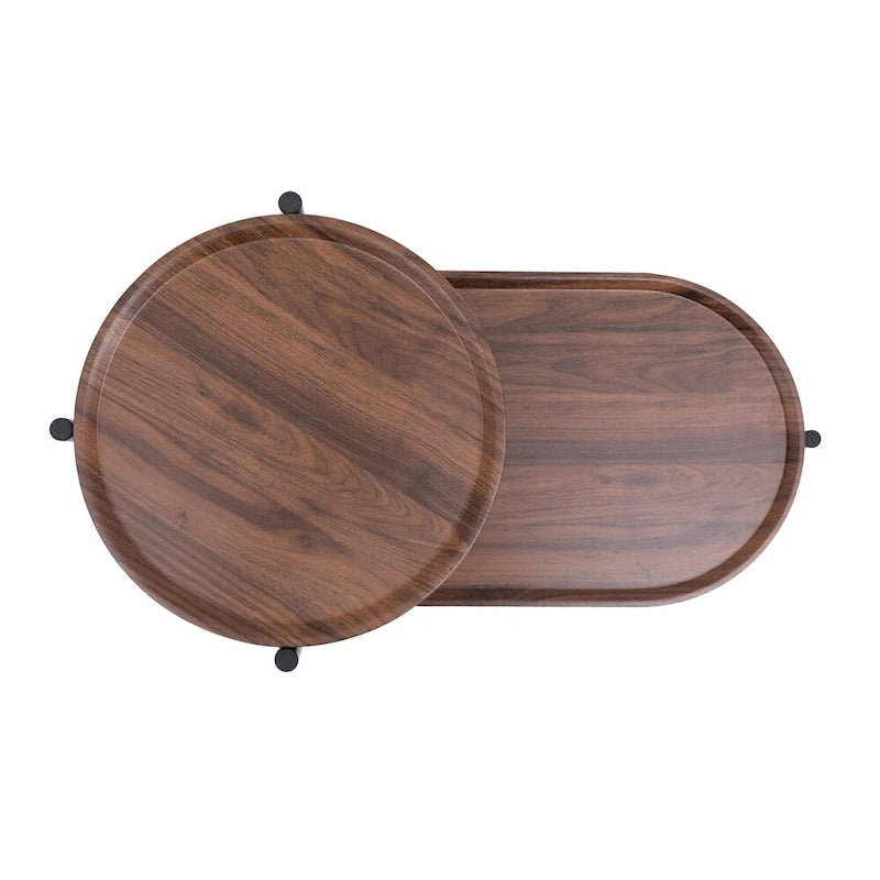 Table d'appoint ronde à 2 niveaux avec étagère de rangement
