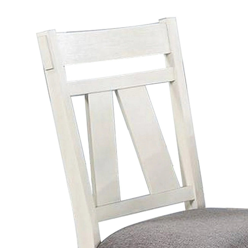 Chaises de salle à manger classiques avec assise rembourrée, lot de 2, gris et blanc