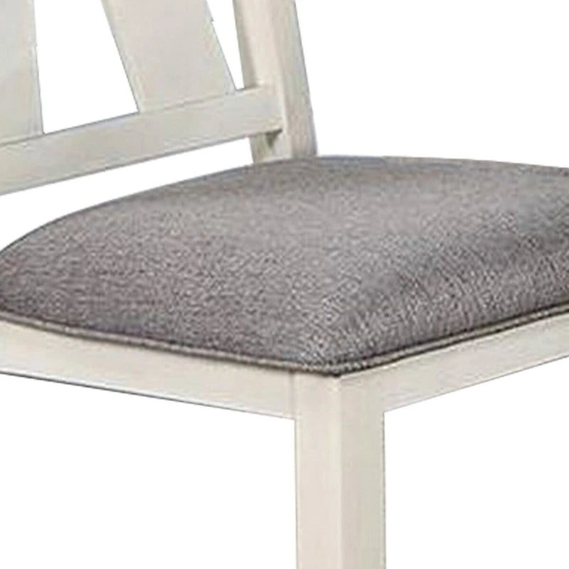Chaises de salle à manger classiques avec assise rembourrée, lot de 2, gris et blanc