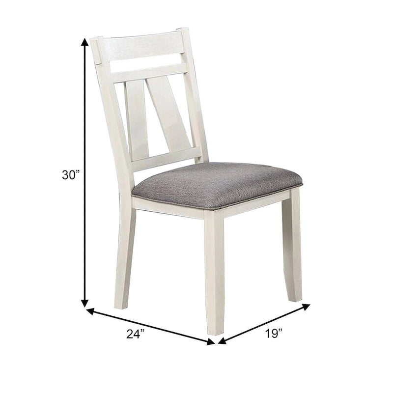 Chaises de salle à manger classiques avec assise rembourrée, lot de 2, gris et blanc