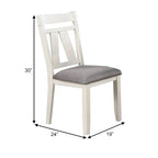 Chaises de salle à manger classiques avec assise rembourrée, lot de 2, gris et blanc