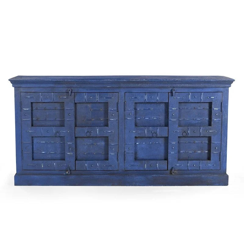 Buffet de salle à manger en bois recyclé bleu 72"