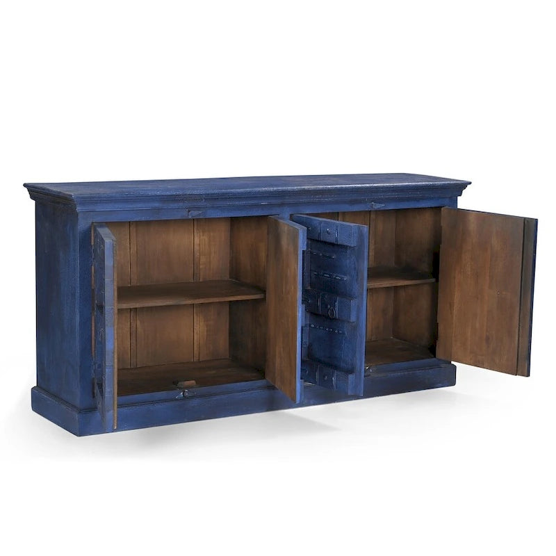 Buffet de salle à manger en bois recyclé bleu 72"