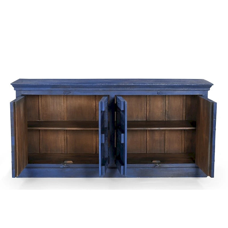 Buffet de salle à manger en bois recyclé bleu 72"