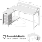 Bureau d'angle en L avec éclairage LED et rangements