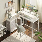 Bureau d'angle en L avec éclairage LED et rangements
