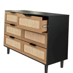 Commode en rotin à 6 tiroirs avec cadre en bois