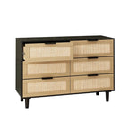 Commode en rotin à 6 tiroirs avec cadre en bois
