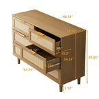 Commode en rotin à 6 tiroirs avec cadre en bois