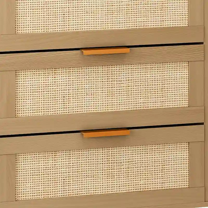 Commode en rotin à 6 tiroirs avec cadre en bois
