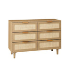 Commode en rotin à 6 tiroirs avec cadre en bois