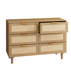 Commode en rotin à 6 tiroirs avec cadre en bois