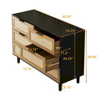 Commode en rotin à 6 tiroirs avec cadre en bois
