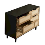 Commode en rotin à 6 tiroirs avec cadre en bois